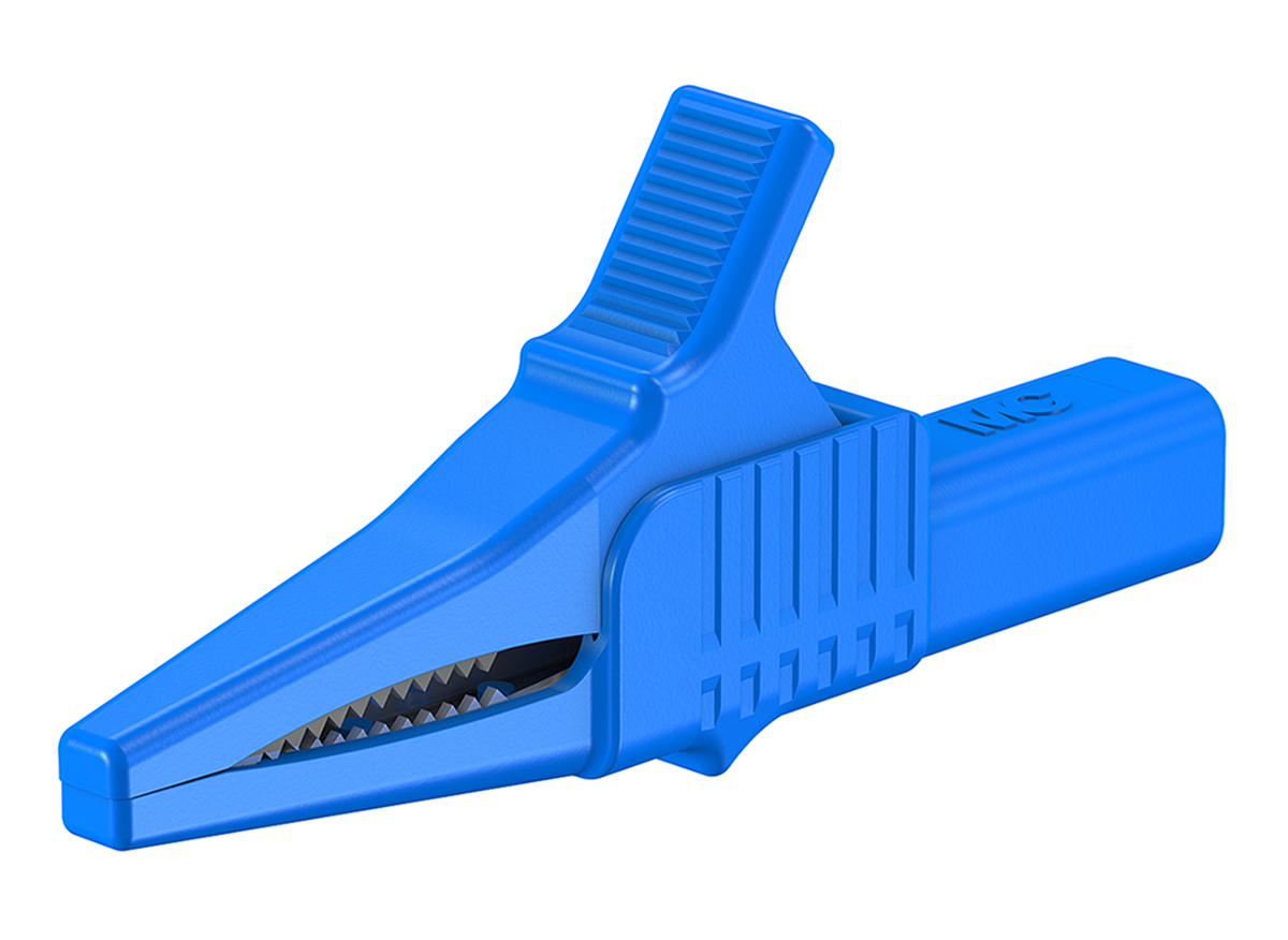 Staubli Crocodile Clip 4 mm Connection, Brass Contact, 32A, Blue