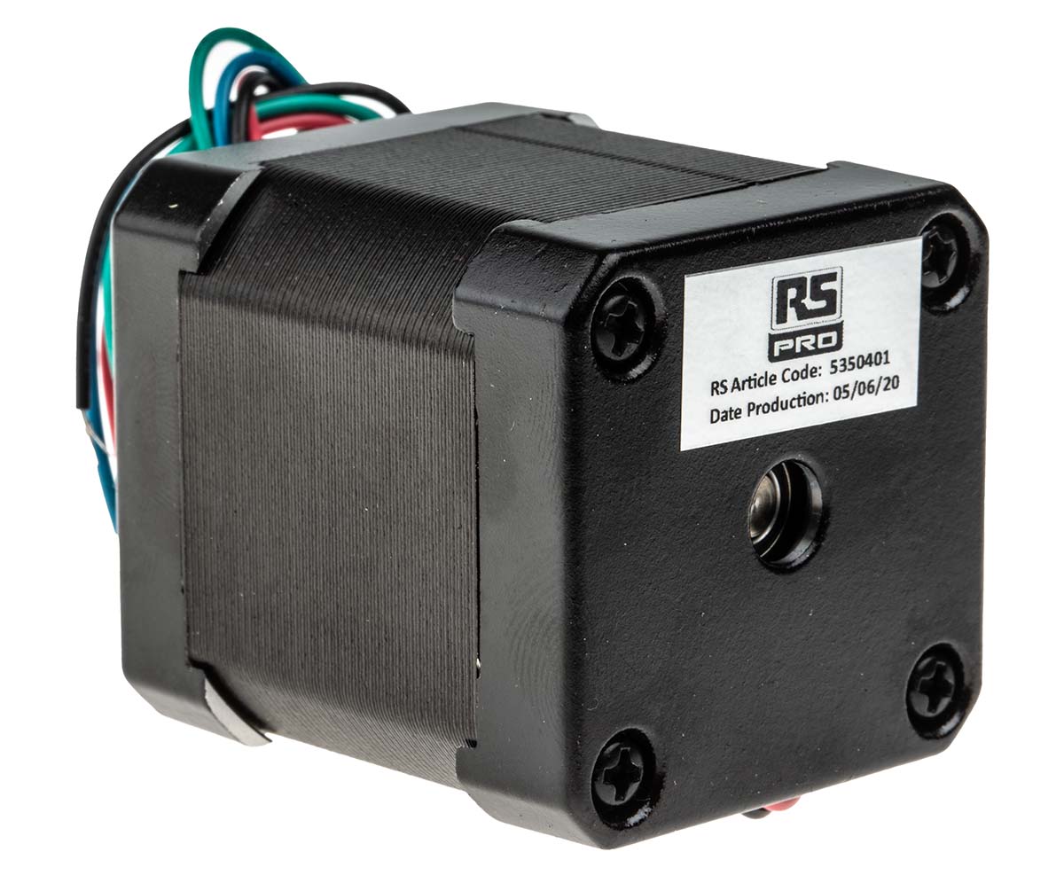 RS PRO Hybrid Stepper Motor, 0.44Nm Torque, 2.8V, 0.9°, 42.3 x 42.3mm Frame, 5mm Shaft