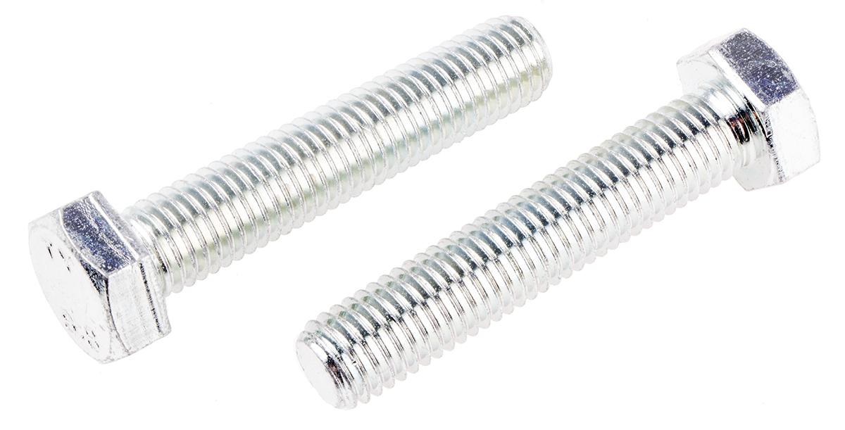RS PRO Bright Zinc Plated Steel, Hex Bolt, M14 x 70mm