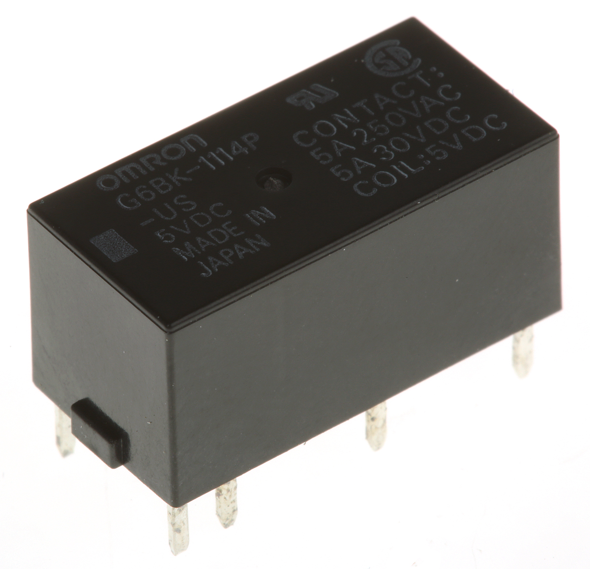 Omron PCB Mount Latching Power Relay, 5V dc Coil, 5A Switching Current, SPST