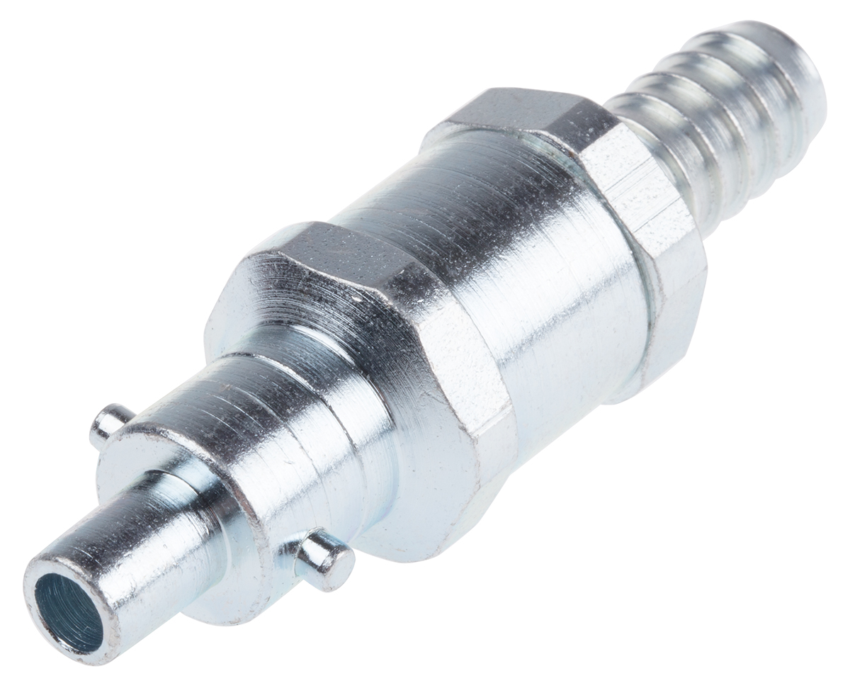 RS PRO Steel Male Pneumatic Quick Connect Coupling, G 3/8 Male 9.5mm Hose Barb