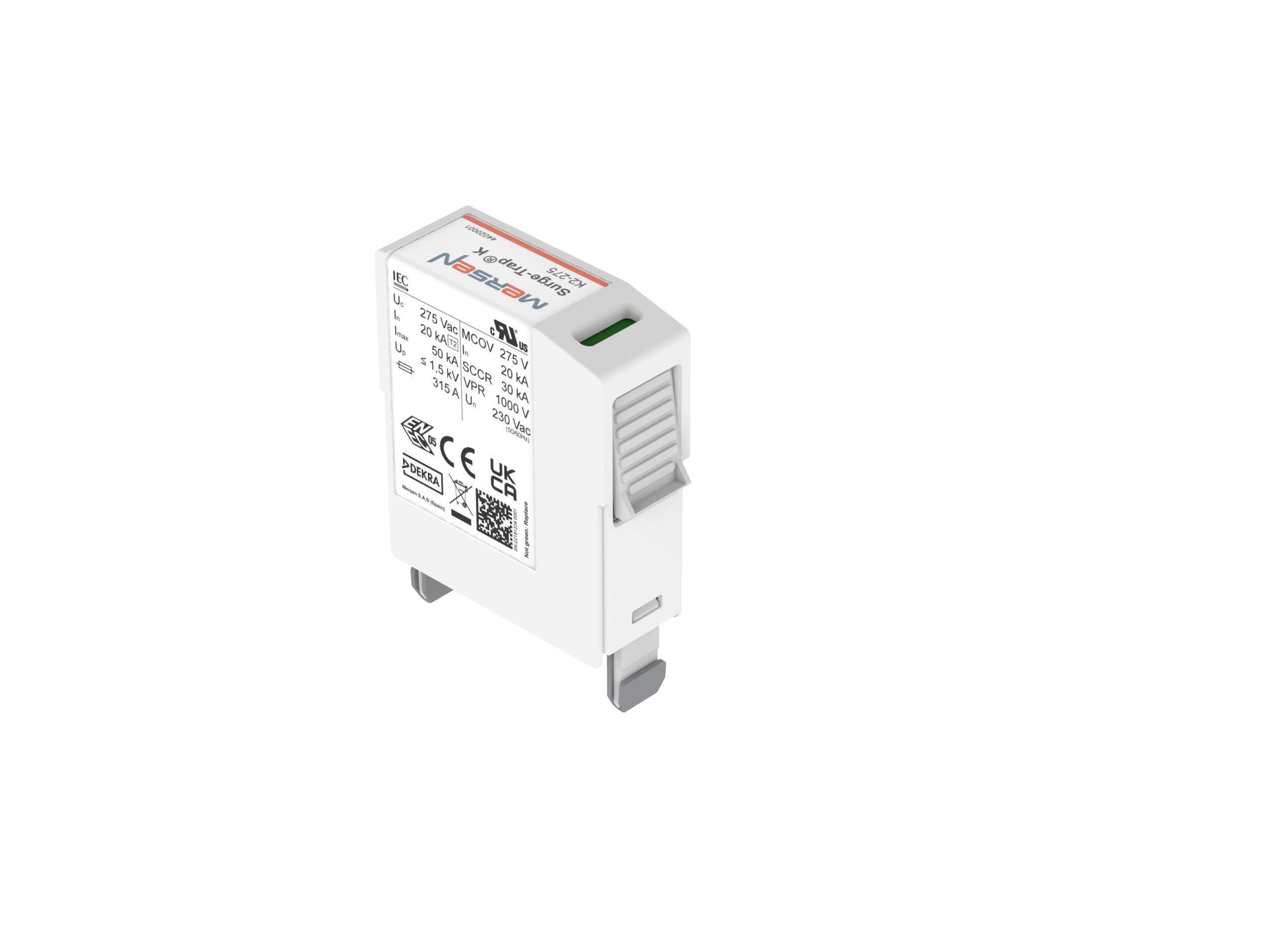 Mersen Surge Protector, 50kA, 1000V (Volts), DIN Rail Mount