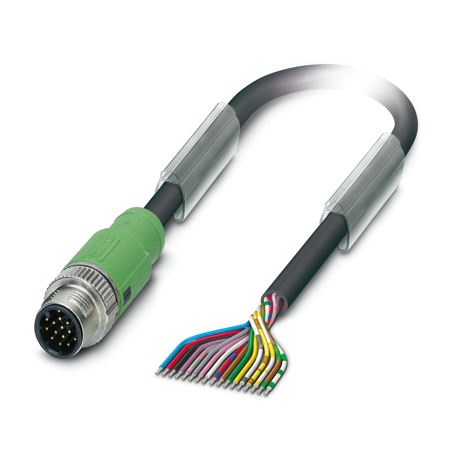 Phoenix Contact Male 17 way M12 to Unterminated 17 way Free End Sensor Actuator Cable, 3 m