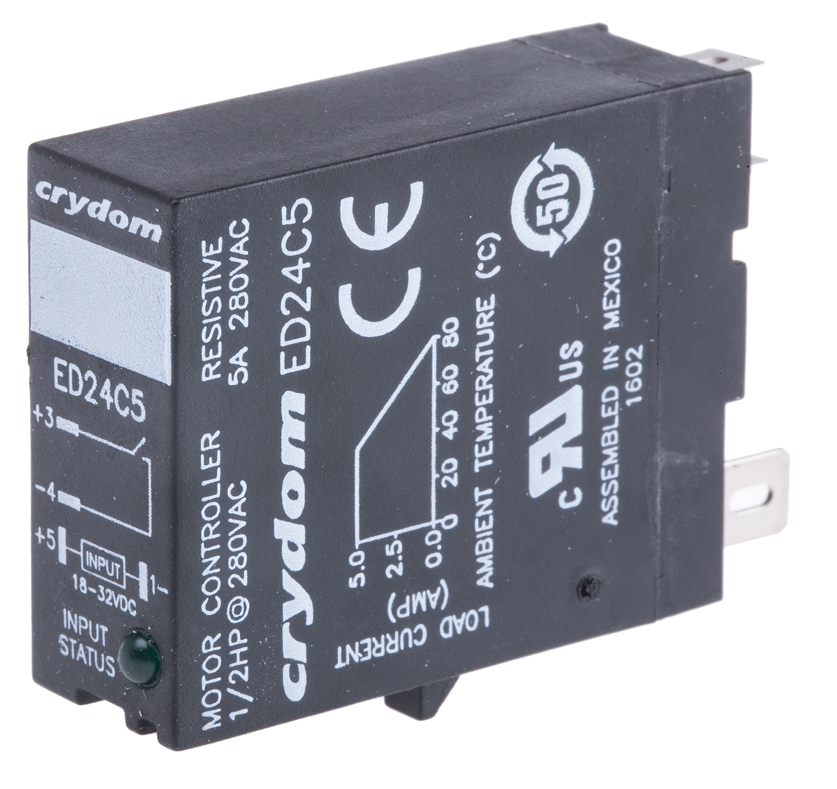 Sensata Crydom ED Series Solid State Relay, 5 A Load, DIN Rail Mount, 280 V rms Load, 32 V dc Control