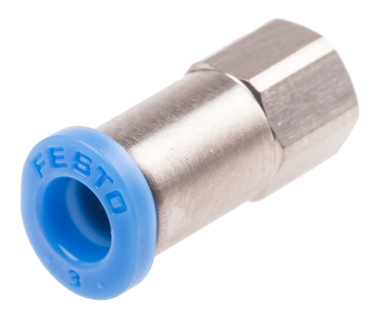 Festo QS Series Straight Threaded Adaptor, M3 Female to Push In 3 mm, Threaded-to-Tube Connection Style, 153308