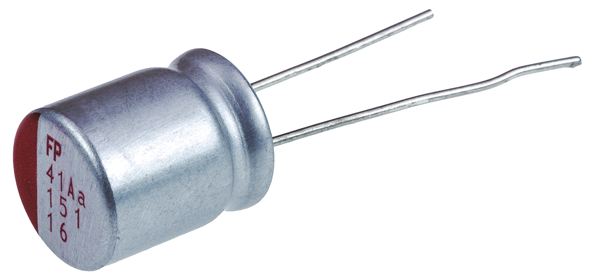 Nichicon 150μF Polymer Aluminium Solid Electrolytic Capacitor 16V dc, Radial, Through Hole - RNS1C151MDN1PH