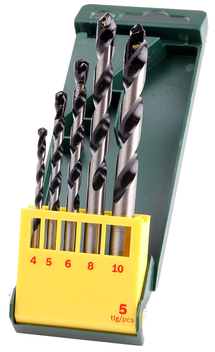 Bosch 5-Piece Twist Drill Bit Set for Masonry, 10mm Max, 4mm Min, Tungsten Carbide Tipped Bits