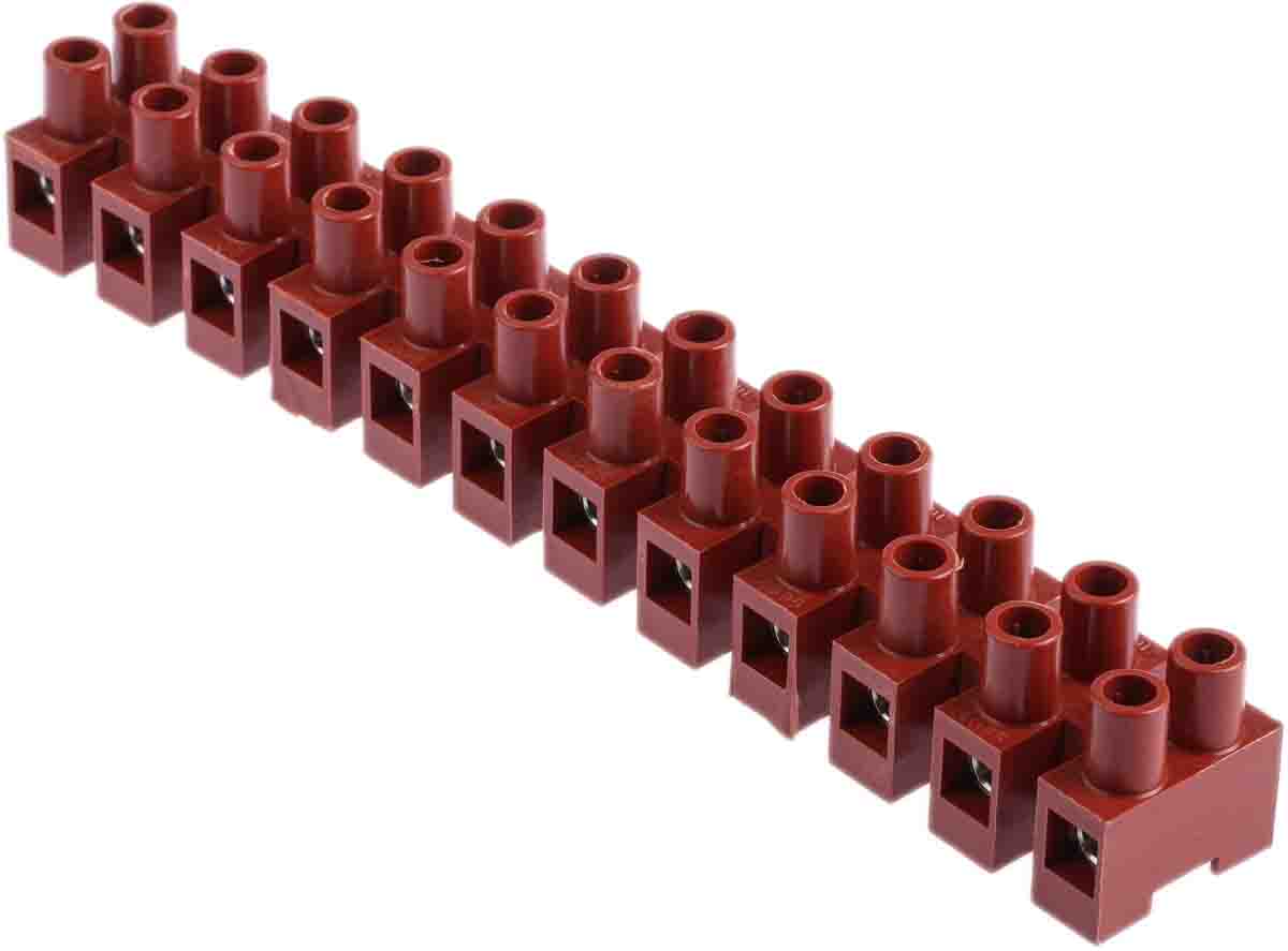 RS PRO Non-Fused Terminal Block, 12-Way, 57A, 10 mm² Wire, Screw Down Termination