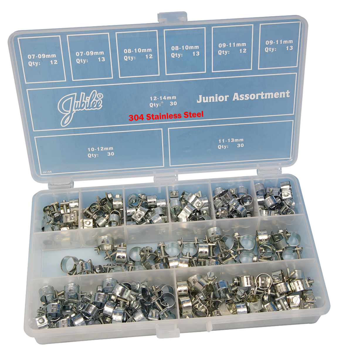 Jubilee 165 Piece Stainless Steel Junior Clip Captive Screws, 7 → 9mm and 12 → 14mm Inside Diameter