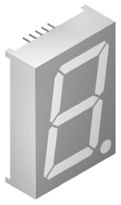 SA23-12SURKWA Kingbright 7-Segment LED Display, CA Red 260 mcd RH DP 57mm