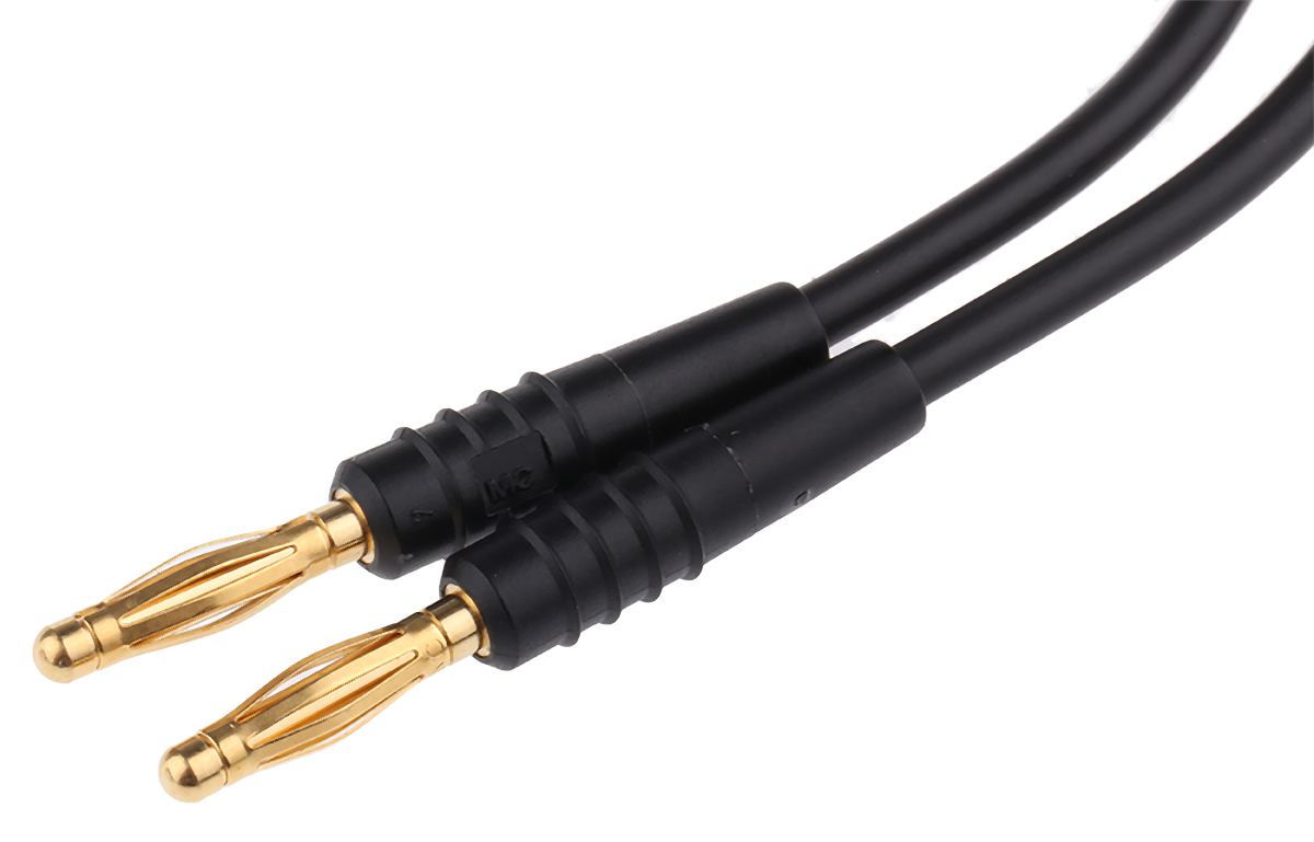 Staubli 2 mm Connector Test Lead, 10A, 30 V ac, 60V dc, Black, 450mm Lead Length