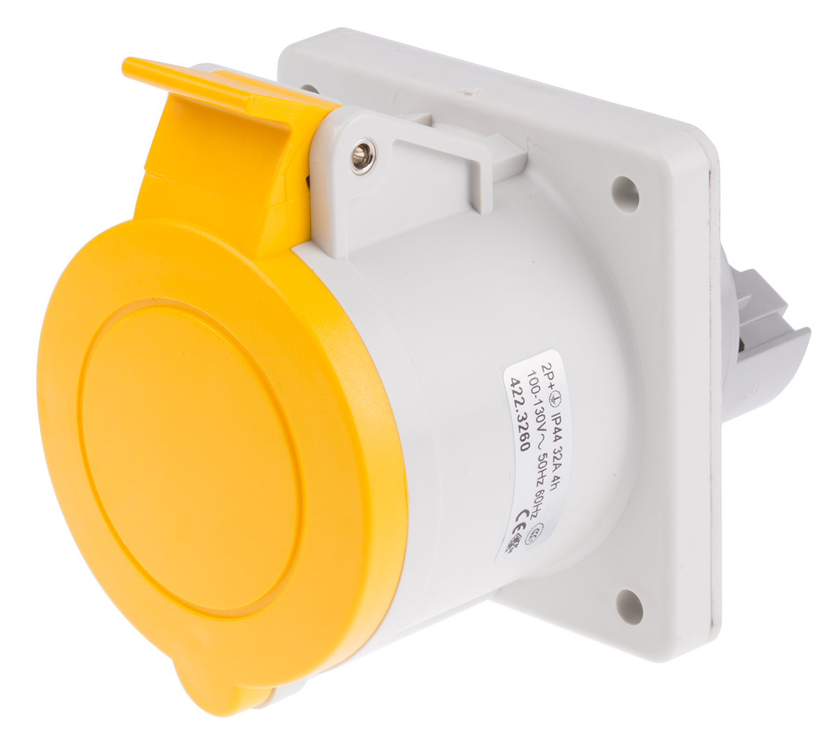 Scame IP44 Yellow Panel Mount Socket, Rated At 32A, 100 → 130 V