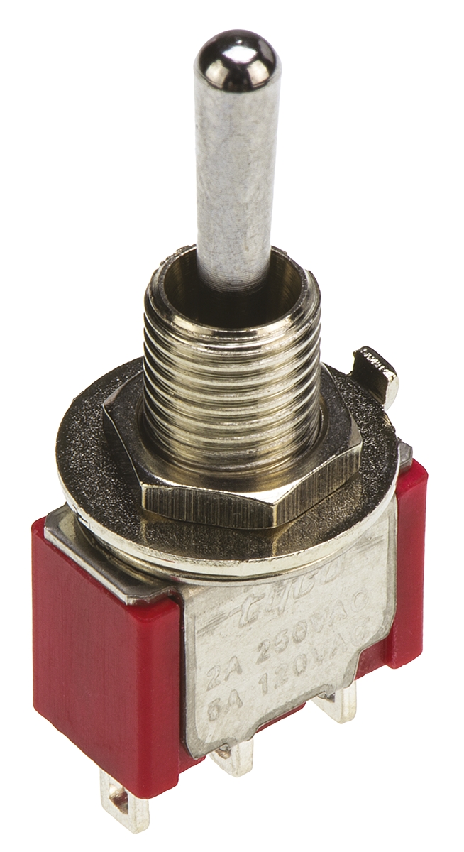 TE Connectivity Toggle Switch, Panel Mount, On-Off-(On), SPDT, Solder Terminal, 120 V ac, 28V dc