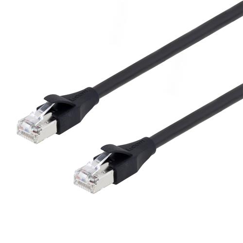 L-ComTRD, 1m Cat5e, Black RJ45 to Male RJ45 Male, Tinned Copper Braid Shielded, Terminated PVC Sheath