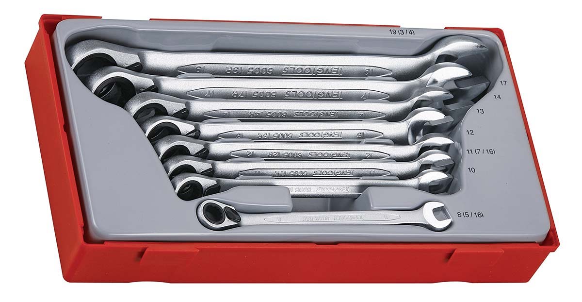 Teng Tools 8-Piece Spanner Set, 8 → 19 mm, Chrome Vanadium