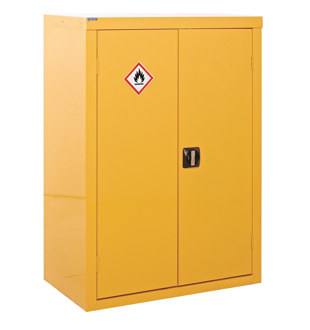 RS PRO Yellow Steel Lockable 2 Door Hazardous Substance Cabinet, 1200mm x 900mm x 460mm