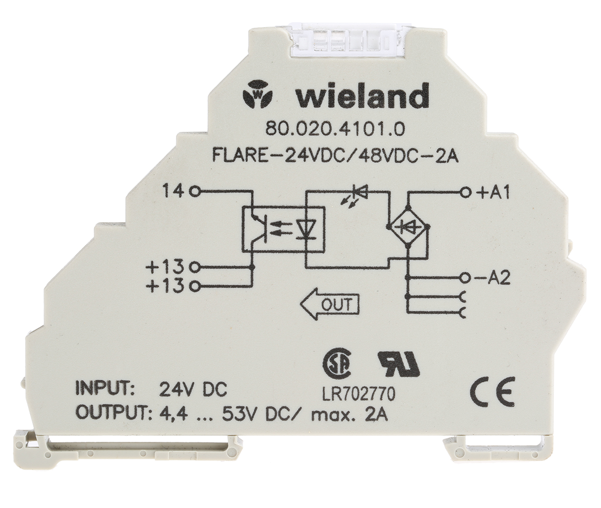 Wieland flare Series Solid State Relay, 2 A Load, DIN Rail Mount, 53 V Load, 53 V Control