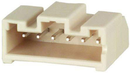 Hirose DF1E Series Right Angle Through Hole PCB Header, 6 Contact(s), 2.5 mm Pitch, 1 Row, Shrouded