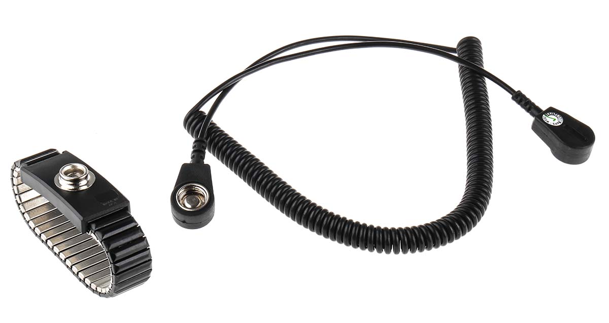 RS PRO ESD Grounding Wrist Strap & Cord Set With 10 mm Socket, 10 mm Stud