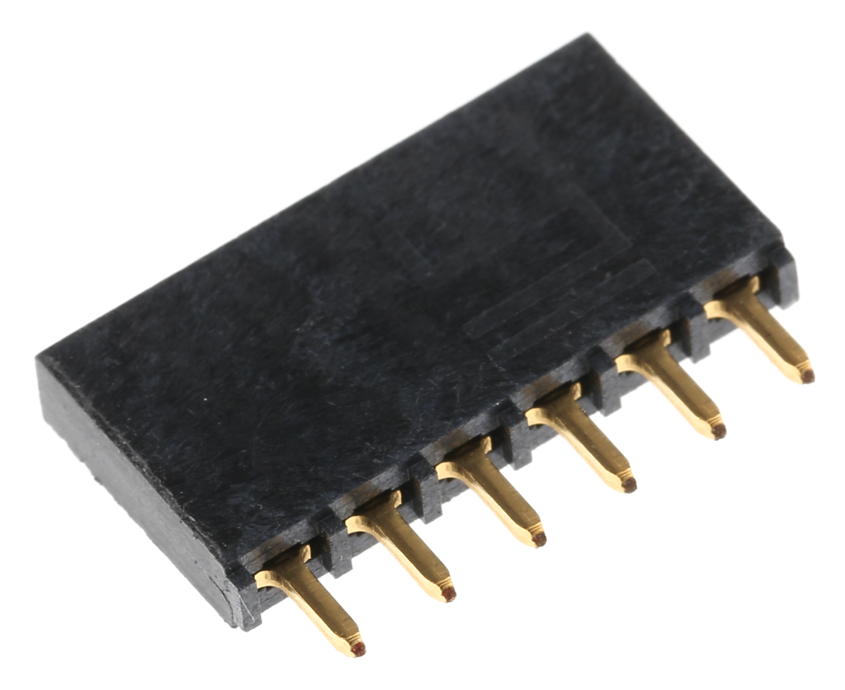 Samtec SSQ Series Straight Through Hole Mount PCB Socket, 6-Contact, 1-Row, 2.54mm Pitch, Solder Termination