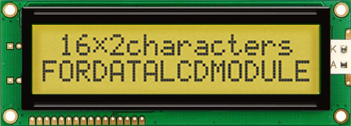 Fordata FC1602P00-FHYYBW-51SE FC Alphanumeric LCD Graphic Display, Green, Yellow on, 2 Rows by 16 Characters,