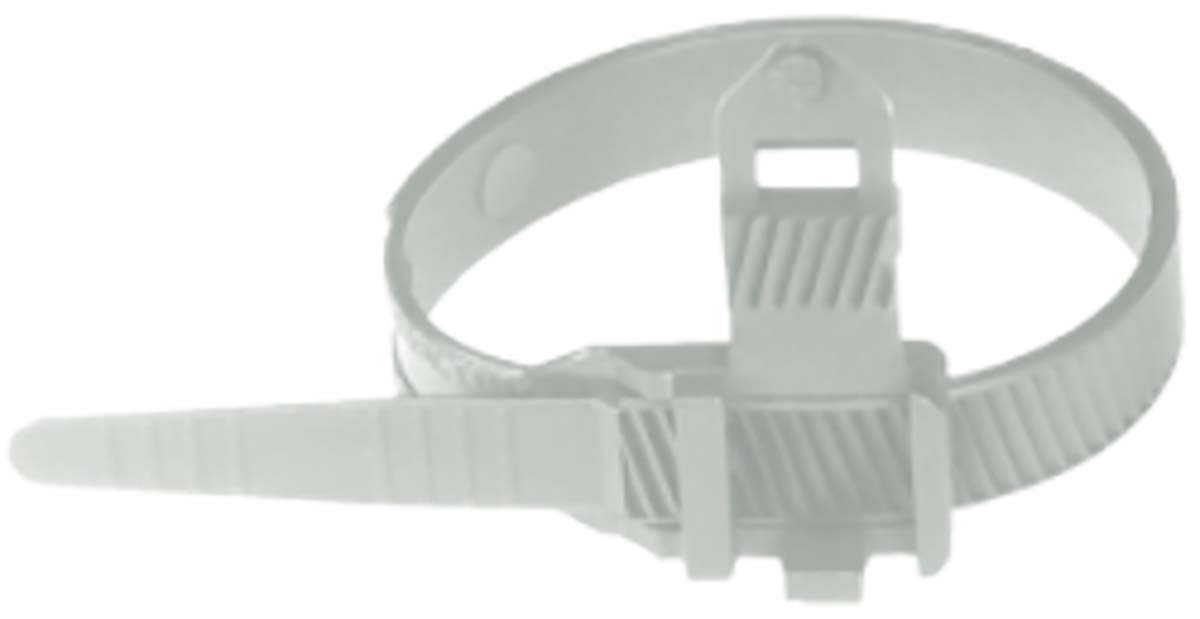 MECATRACTION Cable Tie, Releasable, 187mm x 9 mm, White Polyamide, Pk-100