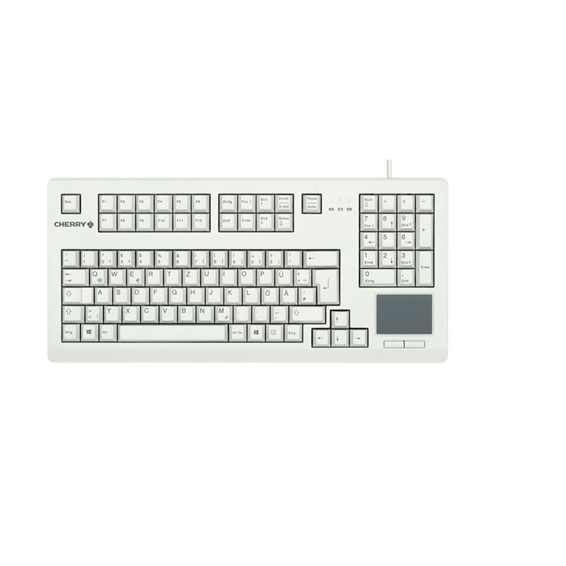 Cherry CHERRY G80-11900 Wired USB Touchpad Keyboard, QWERTY (UK), Light Grey