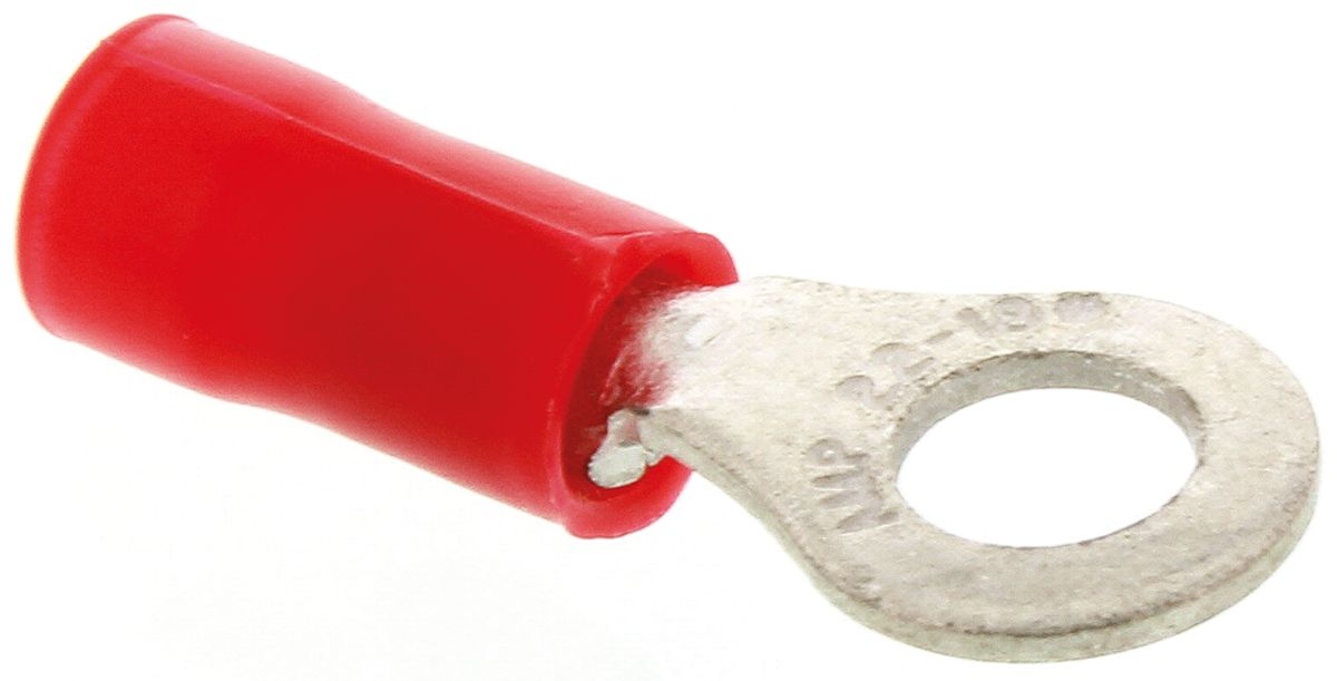 TE Connectivity, PLASTI-GRIP Insulated Crimp Ring Terminal, M4 Stud Size, 0.26mm² to 1.65mm² Wire Size, Red