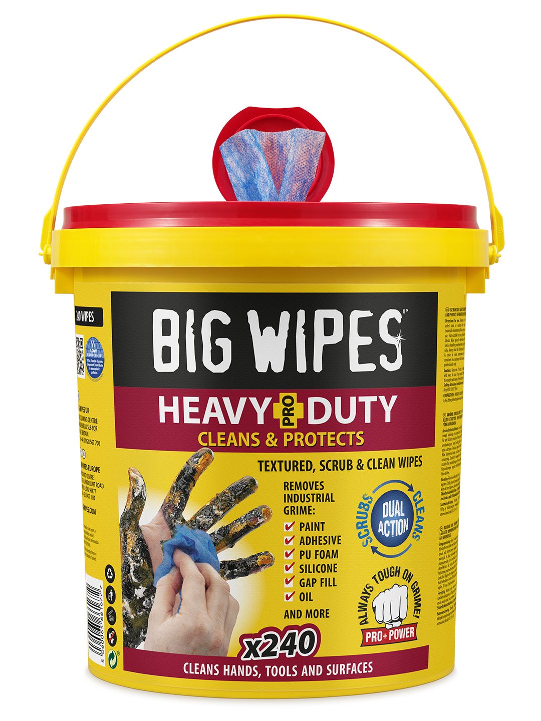 Big Wipes HEAVY DUTY PRO+ Wet Wipes, Bucket of 240, 200 x 300mm