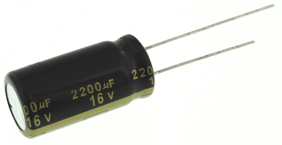 Panasonic 2200μF Aluminium Electrolytic Capacitor 16V dc, Radial, Through Hole - EEUFM1C222