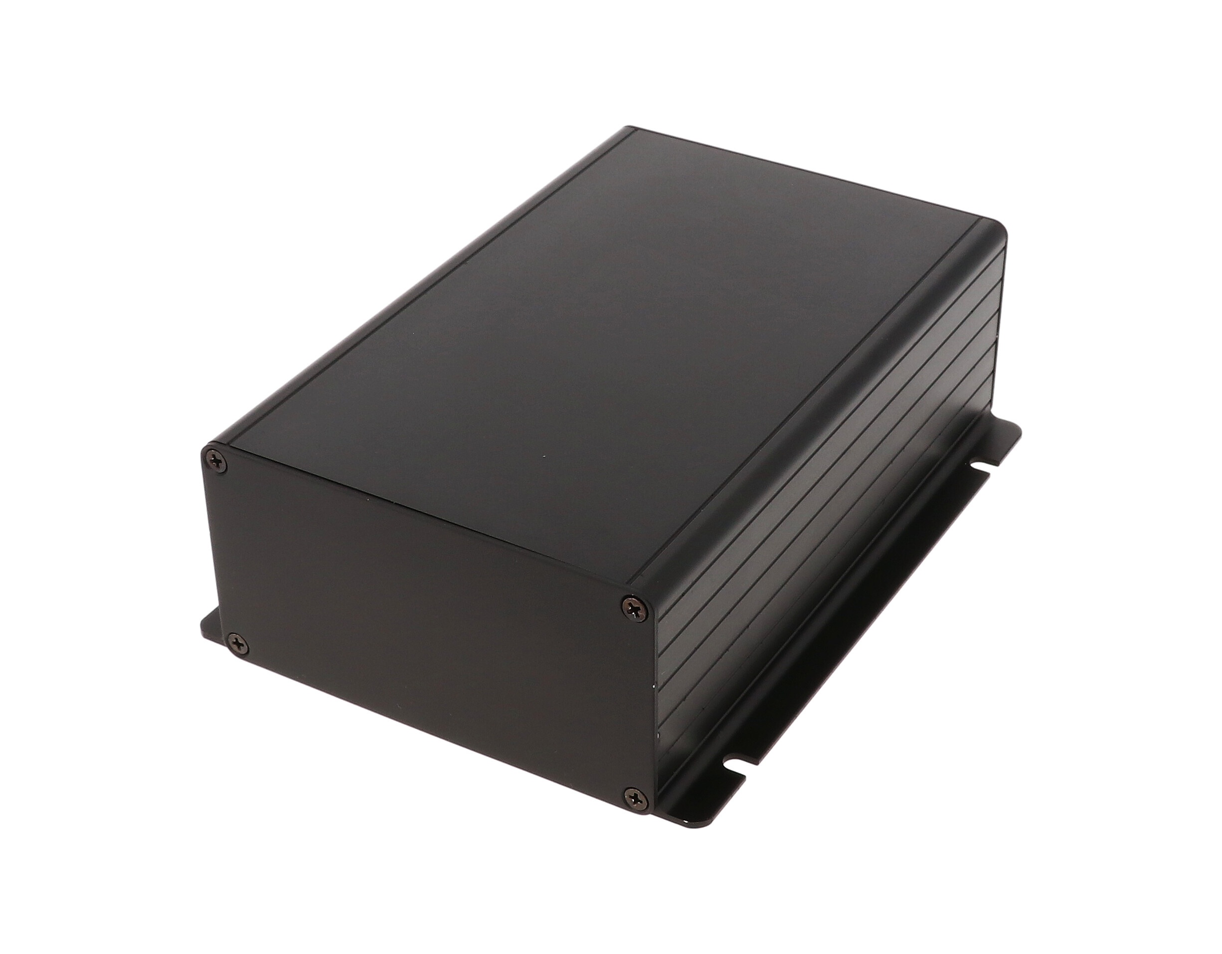 Hammond 1455F Series Black Aluminium Enclosure, IP54, Flanged, Black Lid, 160 x 153 x 53mm