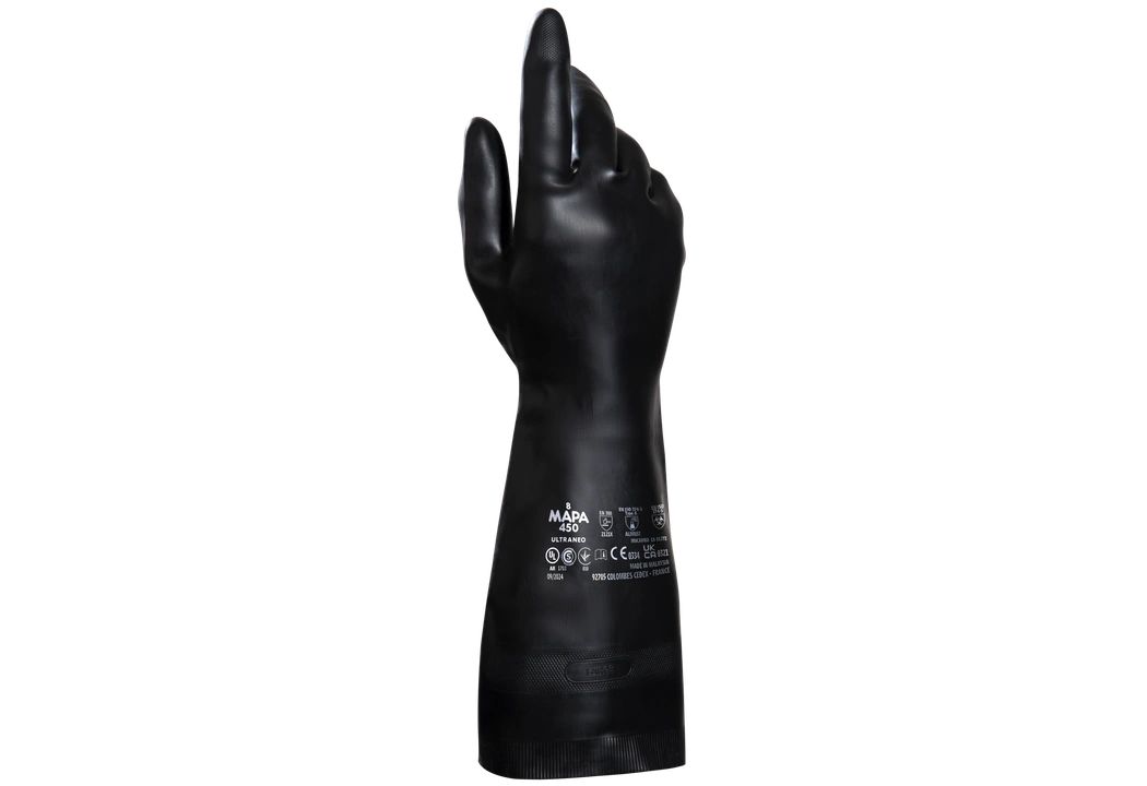 Mapa ULTRANEO 450 Black Natural Latex, Polychloroprene Work Gloves, Size 10