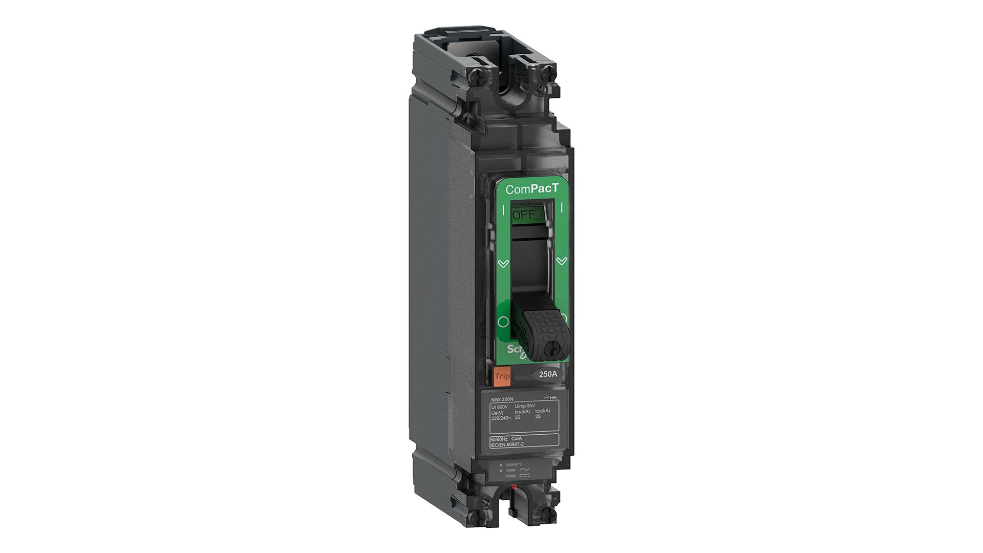 Schneider Electric, ComPacT new generation Circuit breaker 1P 63A, Breaking Capacity 25 kA, Fixed Mount