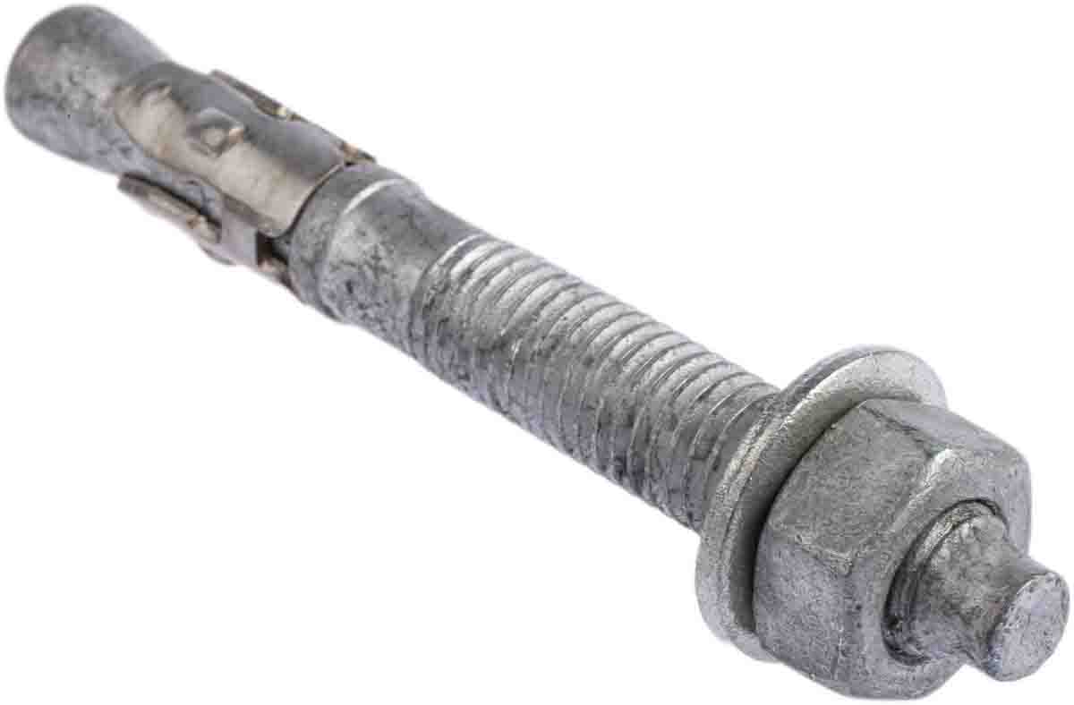 RS PRO Carbon Steel Anchor Bolt M12 x 100mm, 12mm Fixing Hole