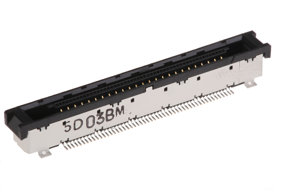 Hirose FX15 Series Straight Surface Mount PCB Socket, 51-Contact, 1-Row, 0.5mm Pitch, Solder Termination