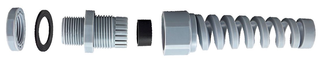 RS PRO Grey Nylon Cable Gland, PG16 Thread, 10mm min., 14mm max., IP68