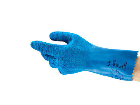 Ansell AlphaTec 62-401 Blue Cotton Work Gloves, Size 9, Latex Coating