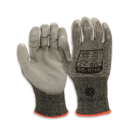 Tilsatec Black, Grey HPPE, Polyamide, Polyethylene Terephthalate, Spandex, Steel Glove, Size 8, Polyurethane Coating