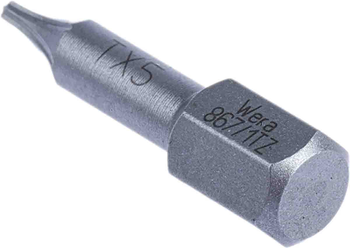 Wera Torx Screwdriver Bit, TX 5 Tip, 25 mm, 25 mm Overall