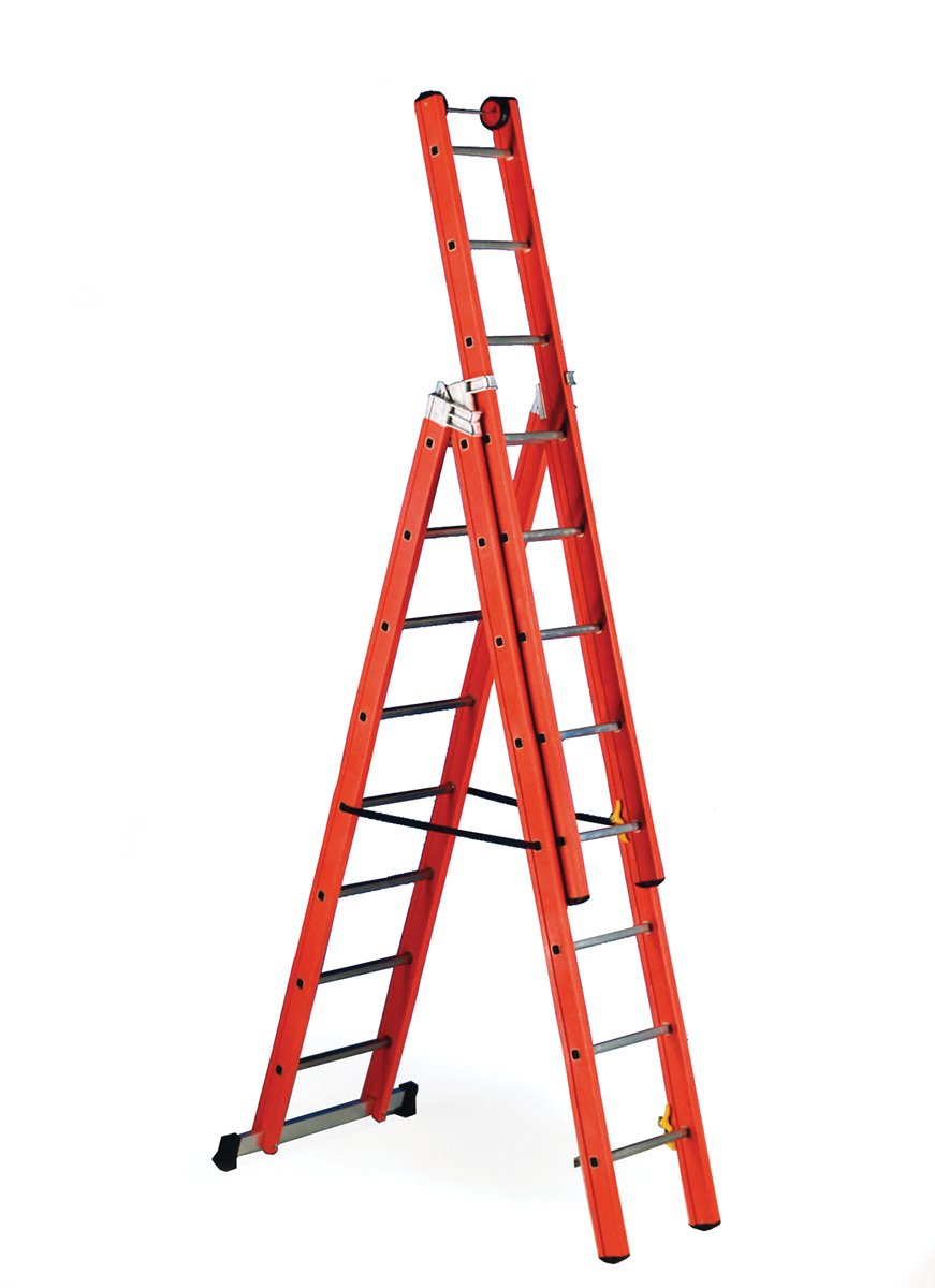 RS PRO Fibreglass 3 x 8 steps Step Ladder, 5.47m open length