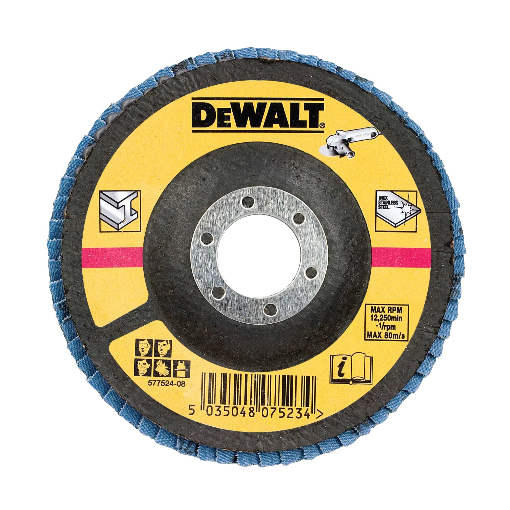 DeWALT DT33 Zirconium Oxide Flap Disc, 125mm, 60 Grit, 10 in pack