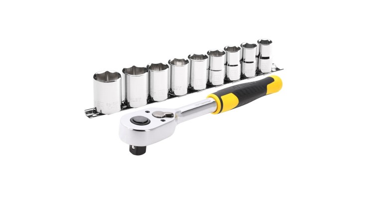 Stanley 11-Piece 1/2 Standard Socket Set with Ratchet, 12 point