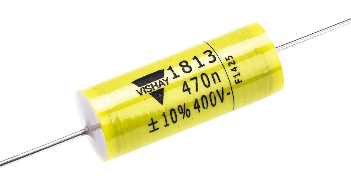 Vishay MKT 1813 Metallised Polyester Film Capacitor, 200 V ac, 400 V dc, ±10%, 470nF, Through Hole