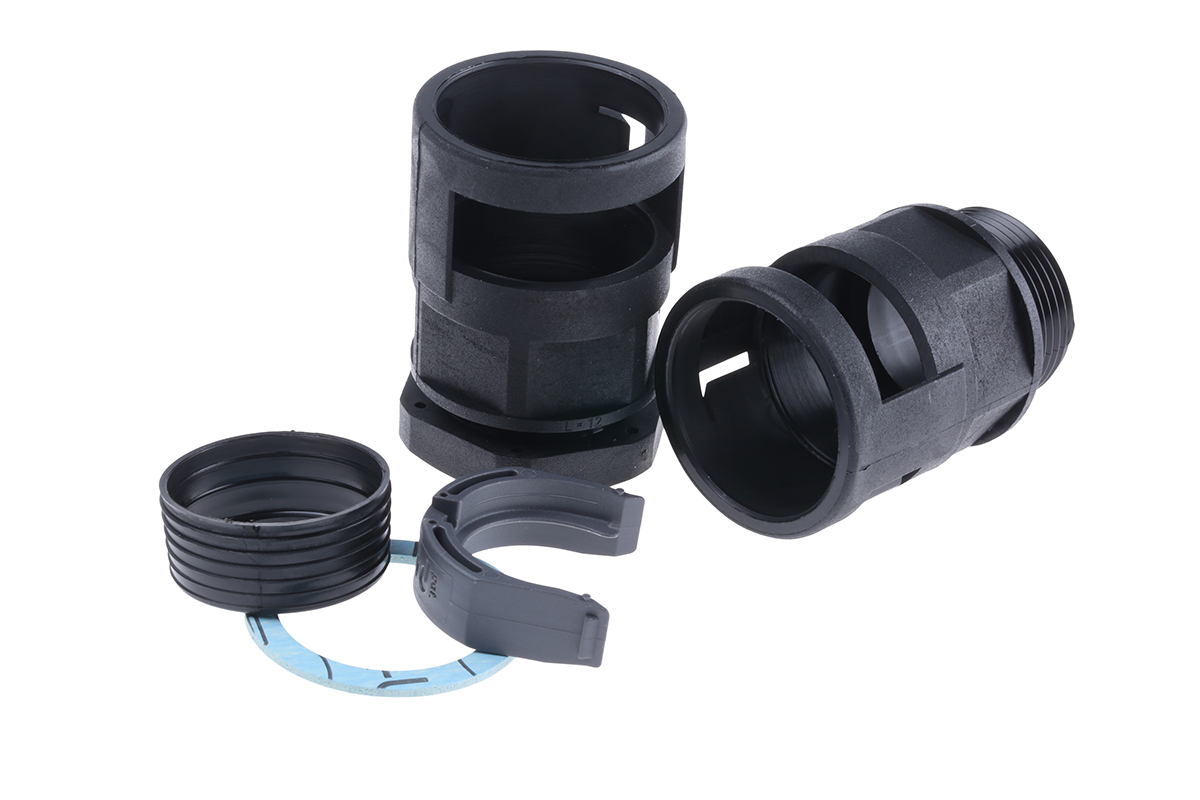 PMA Straight, Conduit Fitting, 23mm Nominal Size, PG21, PA 6, Black IP68 rating