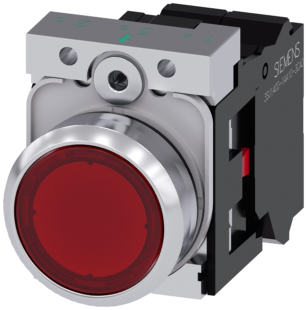 Siemens SIRIUS ACT 3SU11 Series Illuminated Push Button Complete Unit, 22mm Cutout, SPST, IP66, IP67, IP69(IP69K)