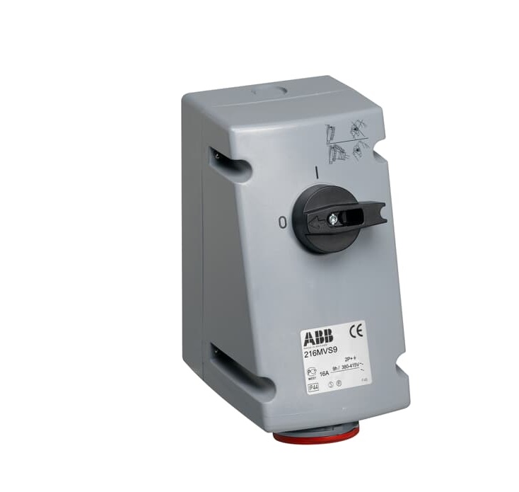 Amphenol Industrial Vertical Switchable IP67 Industrial Interlock Socket 3P+E, Earthing Position 3h, 32A, 440 V