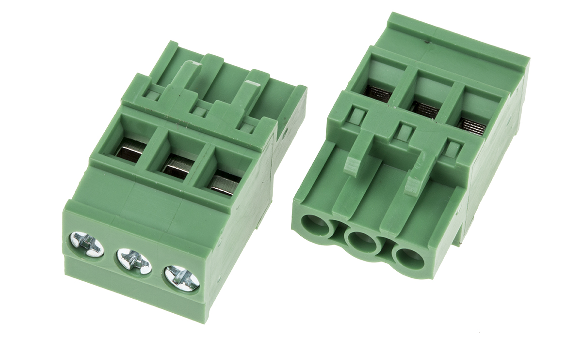 RS PRO, 5mm Pitch, 3 Way, , Pluggable Terminal Block, Plug, Through Hole, Screw Termination