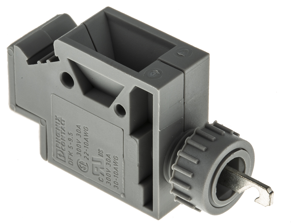 Phoenix Contact DFK 5-9.5 Series Feed Through Terminal Block, 0-Contact, 9.5mm Pitch, Through Hole Mount, 1-Row, Screw