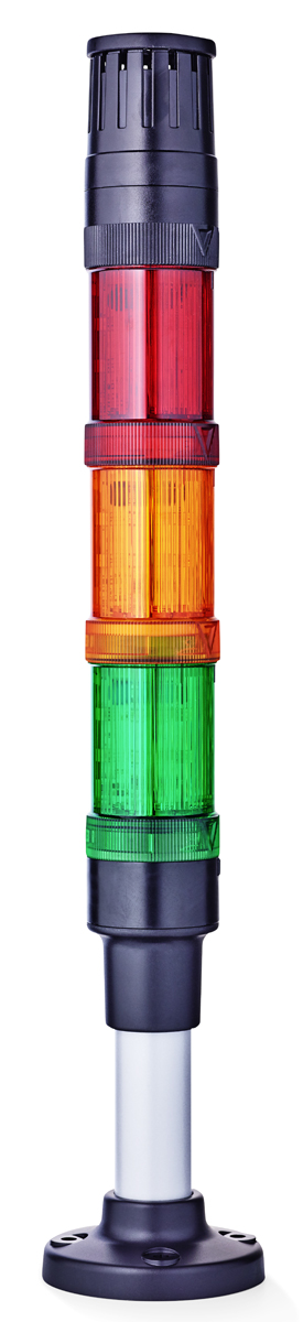 AUER Signal ECOmodul40 Series Red/Green/Amber Buzzer Signal Tower, 3 Lights, 24 V ac/dc, Base Mount