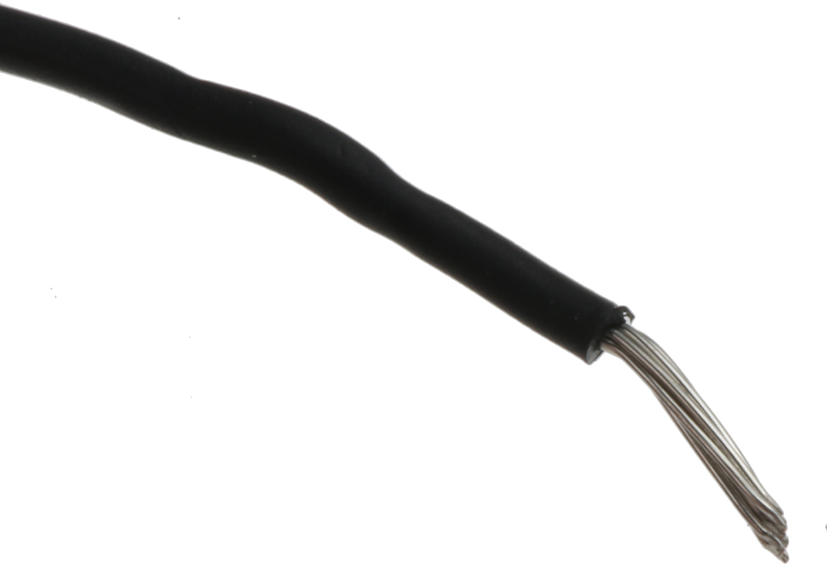Alpha Wire Ecogen Ecowire Series Black 0.2 mm² Hook Up Wire, 24 AWG, 7/0.20 mm, 30m, MPPE Insulation, 6712 BK005